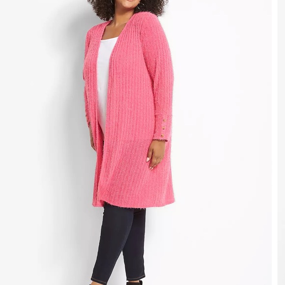 NWOT Lane Bryant Eyelash Knit Pink Cardigan Size 18/20 - Picture 6 of 7